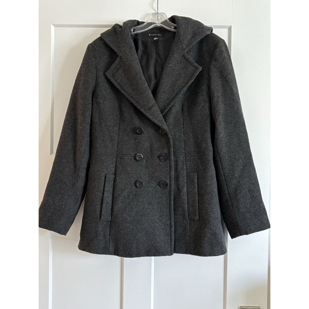 Braetan Vintage Wool Blend‎ Gray Double Breasted Peacoat Women's Jacket Sz Large